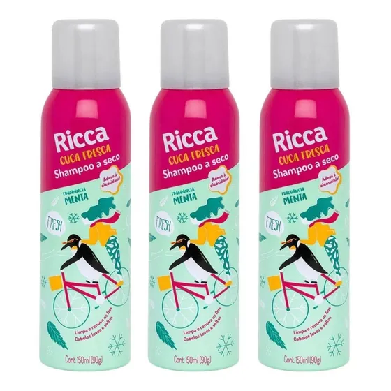Shampoo A Seco Belliz Ricca Menta C/3 150ml