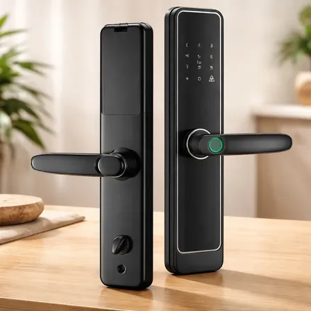 Fechadura Eletronica Digital Com Biometria Senha Tuya Preto Prata