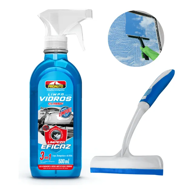Kit Limpa Vidros Automotivos + Rodo Limpador Carro Proauto