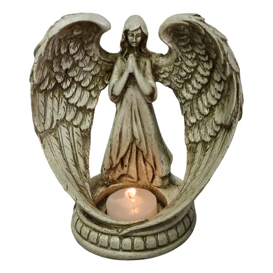 Anjo Da Guarda Estátua Castiçal Decoração Mesa Altar