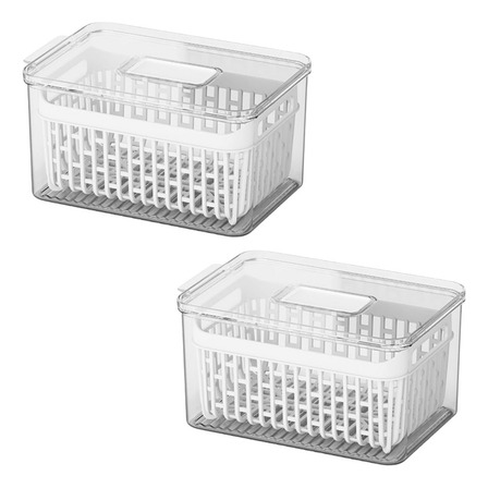 Kit 2 Organizadores Geladeira Com Cesto 3,2 Litros Alimentos Kit 2 Organizadores Geladeira Com Cesto 3,2 Litros Alimentos