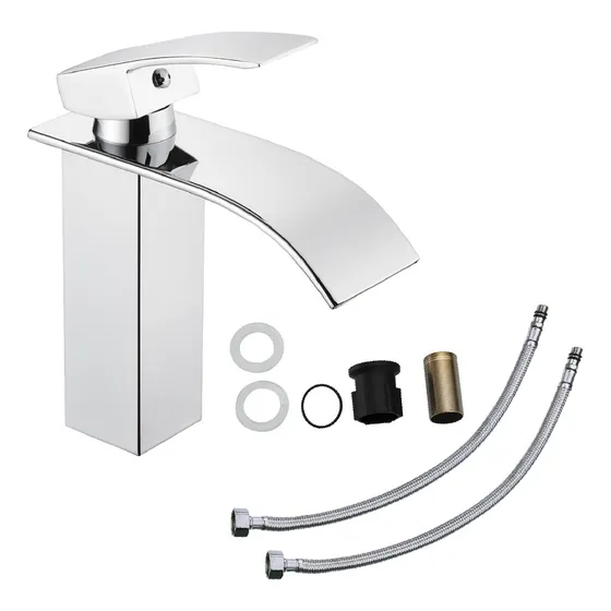 Llave Mezcladora Plana Monomando Para Fregadero Lavabo Lavamanos Grifo Baño Femmto