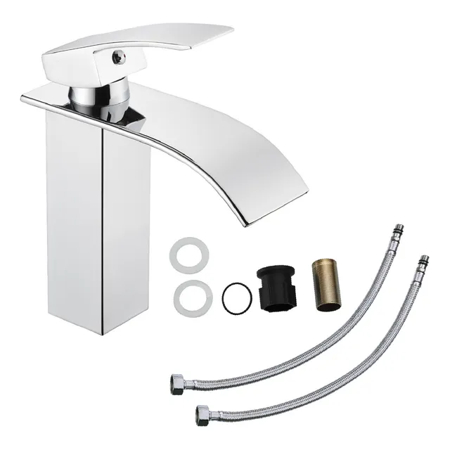 Llave Mezcladora Plana Monomando Para Fregadero Lavabo Lavamanos Grifo Baño Femmto