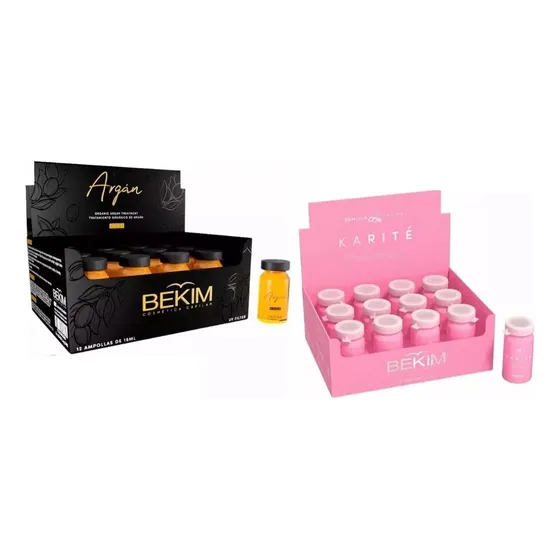 Combo Con 2 Cajas Ampollas 15ml Bekim Argan 4 Oils + Karité