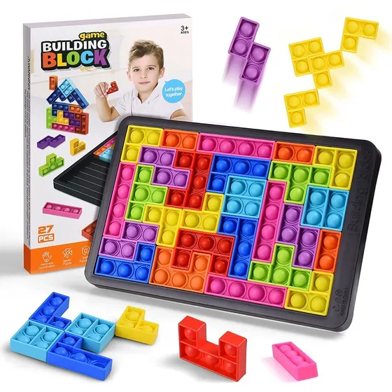 Juego Bloques De Construcción Popit Tetris Rompecabezas 