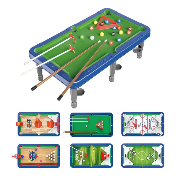 6 En 1 Mini Mesa Billar Juego Pool Juguete Deportivo Fiesta