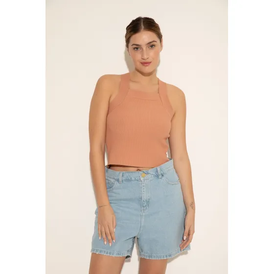 Top Halter Tejido Con Cintas Cruzadas Mujer Portsaid