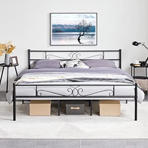 Base De Cama King Size Negra Yaheetech