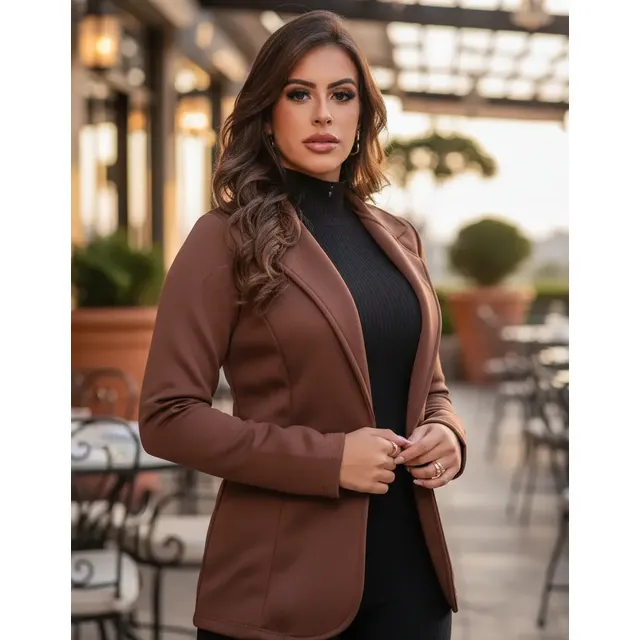 Blazer Feminino Terninho Casual Moderno Elegante Max Social