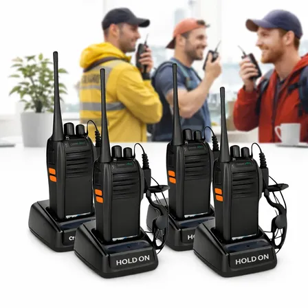 Kit 4 Radio Walk Talk Comunicador 16 Ch 12km Baofeng 777 Ht Cor Preto Hold On 127/220v