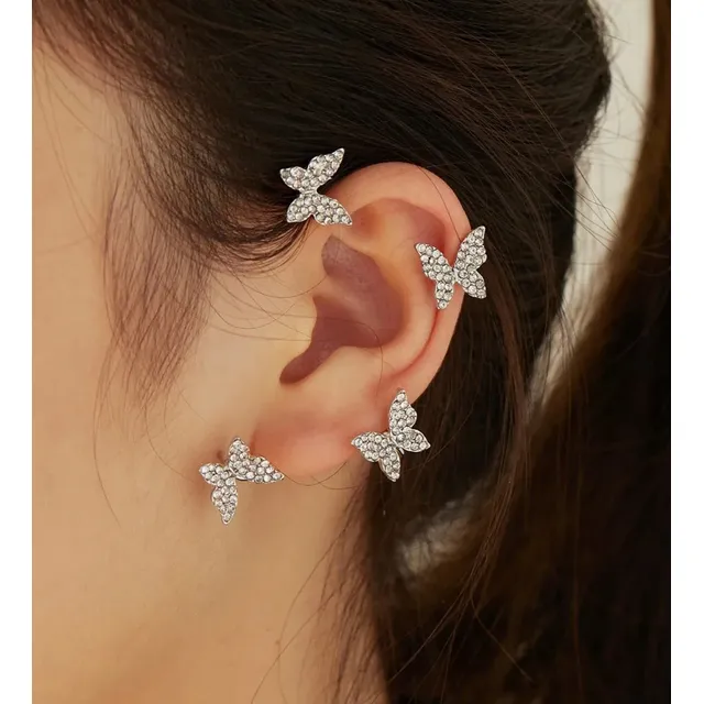 Zarcillo Solitario Ear Cuff Mariposa Single Angel Midi Ring