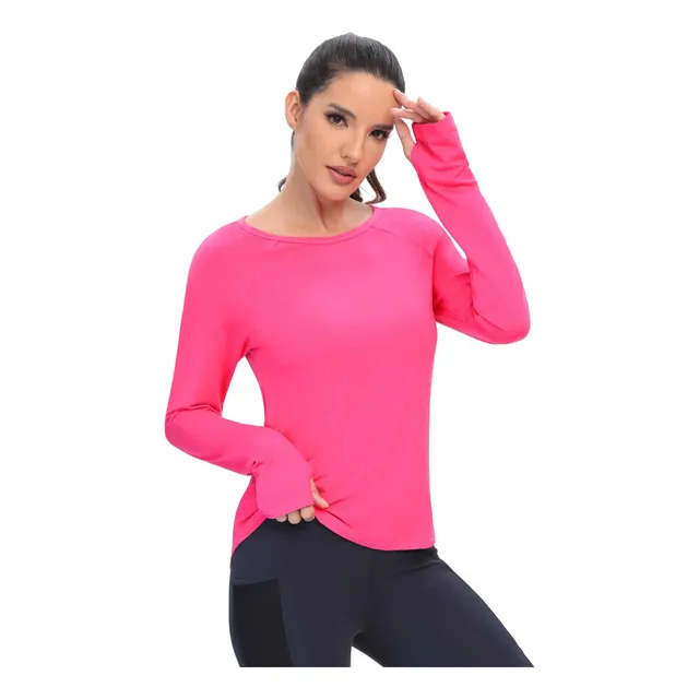 Camiseta Entrenamiento Manga Larga Para Mujer Correr Yoga