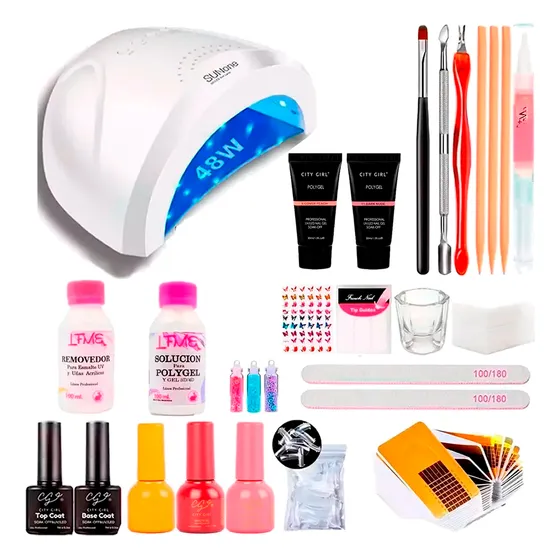 Kit Uñas Semipermanente X29u Cabina Tono Poligel Decoracion 