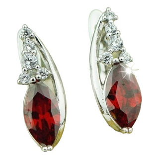 Aretes Damas Elegante Regalo Mujer Oro Blanco 18k Compromiso Aretes Damas Elegante Regalo Mujer Oro Blanco 18k Compromiso