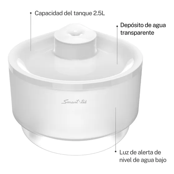Smart-tek Pw60 Bebedero Automático Para Mascotas 2.5 Litros Color Blanco