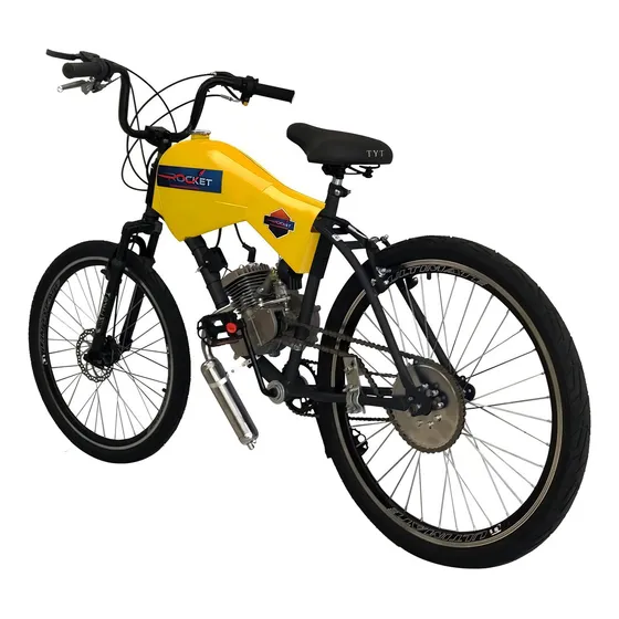 Bicicleta Motorizada 80cc Fr Disc/susp Carenada Rocket Cor Amarelo Summer MONTADA