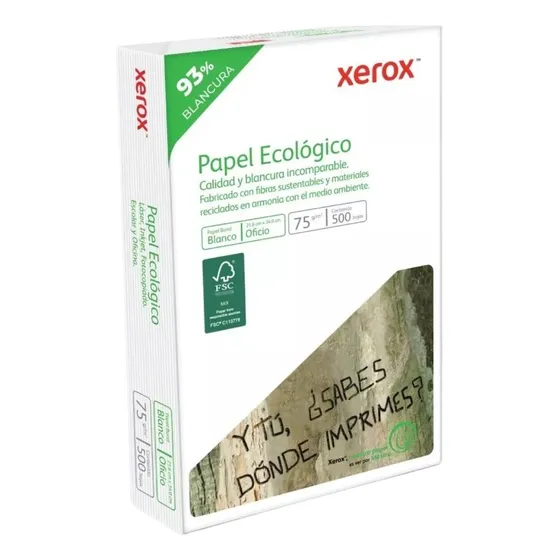 500 Hojas Papel Xerox Ecologico Tamaño Oficio Blancas Color Blanco