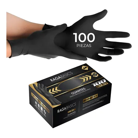Guantes De Nitrilo Libre De Latex Sin Polvo Azul Negro 100pz