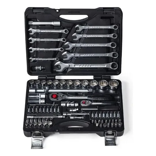Juego de dados y llaves Poligonales 82 Piezas Force 4821-9