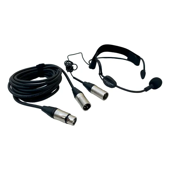 Hedset Com Fio Xlr Auricular Profissional Eventos Dj Cabo 5m