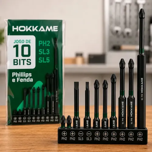 Kit 10 Ponteiras Duplas Philips PH2 Ponta Grossa 11cm Aço S2