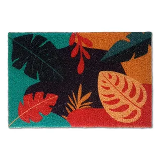 Capacho De Porta VinĂlico Estampado Folhagens Coloridas 60x40cm- Uzoo Capacho De Porta VinĂlico Estampado Folhagens Coloridas 60x40cm- Uzoo