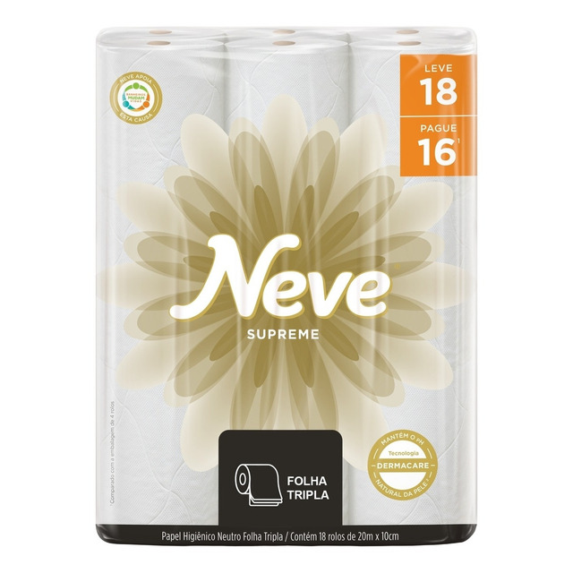 Papel Higiênico Supreme Folha Tripla Com 18 Rolos Neve Papel Higiênico Supreme Folha Tripla Com 18 Rolos Neve