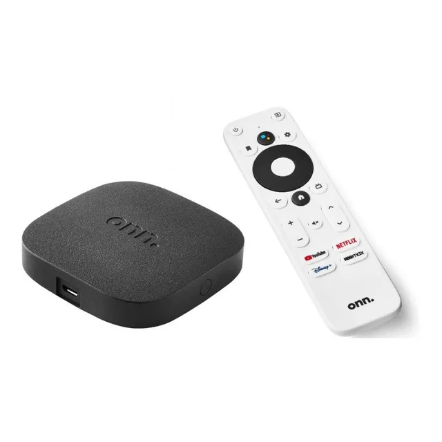 Onn. UHD Streaming Device Google TV 4K con Control Remoto con Voz mediante Google Assistant 2GB RAM Versión 2023