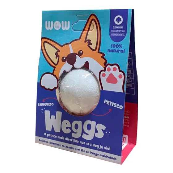 Bolinha Petisco Natural Comestível Frango Weggs Wow Pet