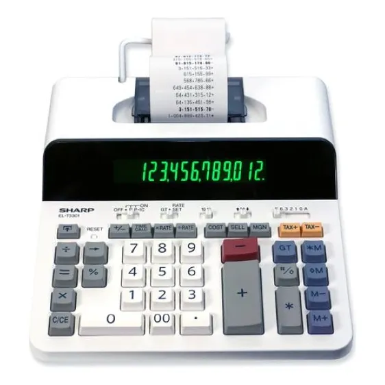 Calculadora De Impresión Térmica El-t3301 De 12 Dígitos Color Blanco
