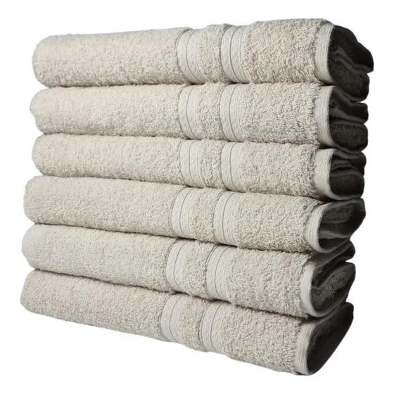 Kit 6 Toalhas De Rosto Grossa 100% Algodão 430g/m² Lisboa Cor Bege