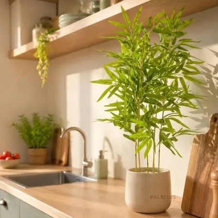 Bambu Mossô 70cm Artificial Decorativa P/ Mesas Bancadas Verde