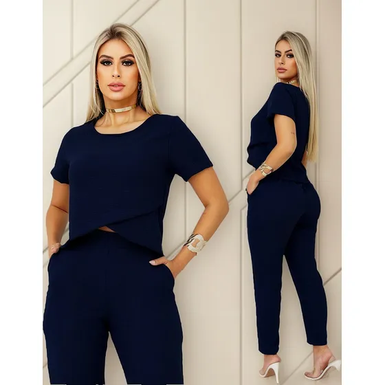 Conjunto Feminino Calça E Blusa Com Bolso Confortavel Lindoo