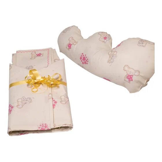 Set Completo De Sabanas Para Cuna Colecho En Algodon Beige Koala Rosa