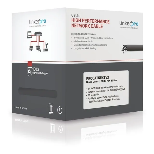 Bobina Cable 305m Cat5e Ftp Blindado Exterior 100% Cobre