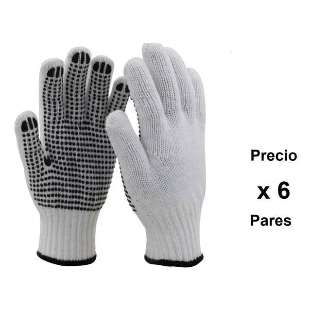 Guante Tejido Blanco Con Puntos Pvc, Tipo Carolina Al Mayor