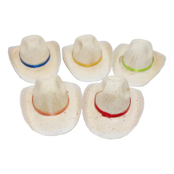 20 Sombrero Texano 8cm Vaquero Miniatura Mini Color Natural