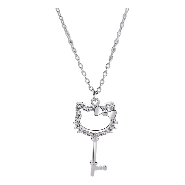 Collar Con Llave Hellokitty De Plata 925 Para Mujer Hipster