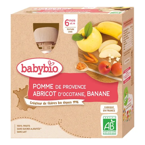 Compotas Babybio Manzana, Albaricoque Y Banana