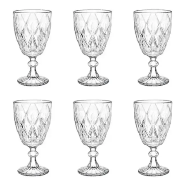6 Copas Vidrio Labrado Cristal Libia Vino Tinto Blanco Color Transparente
