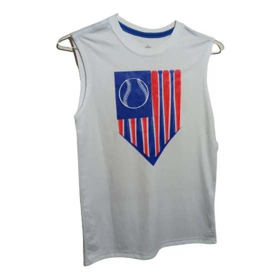 Camiseta Deportiva Blanca Niño Talla L/g (10-12) Patriotic 