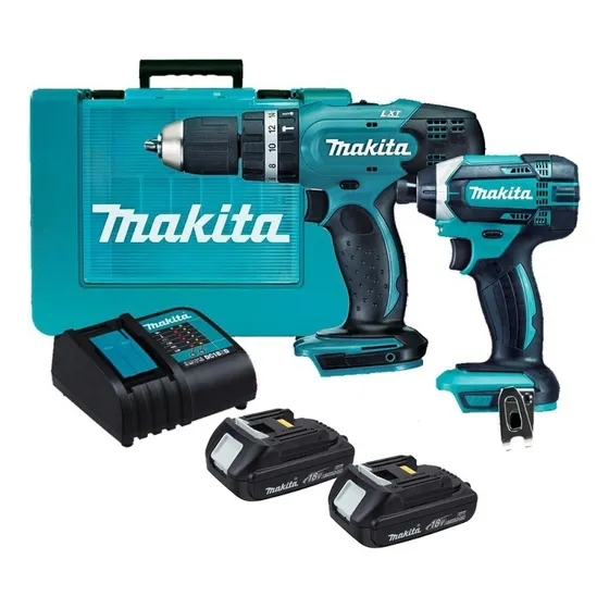 Taladro Percutor 1/2  +atornillador 1/4 18v Makita Dlx2142sy