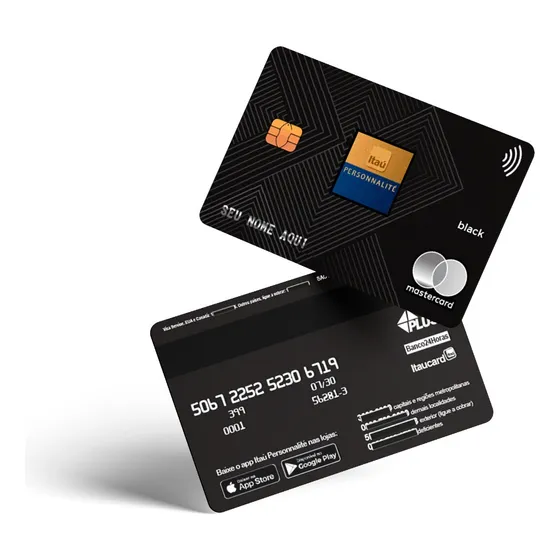 Adesivo Cartão Black Alto Relevo Frente E Verso Itaú - Mod1