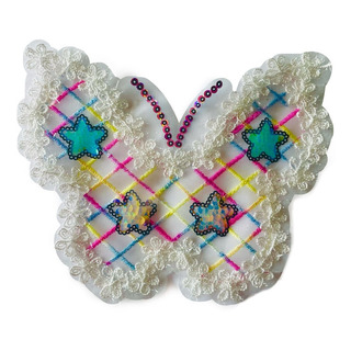 Mariposa Bordada Color Blanco Con Lentejuela Tamaño Grande Mariposa Bordada Color Blanco Con Lentejuela Tamaño Grande
