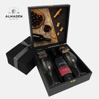 Kit Vinho Premium 750ml Caixa Presente 02 Taças Aperitivos Kit Vinho Premium 750ml Caixa Presente 02 Taças Aperitivos