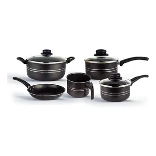 Conjunto Jogo De Panelas Benditolar Antiaderente 5 Peças Pretas Cor Preto Conjunto Jogo De Panelas Benditolar Antiaderente 5 Peças Pretas Cor Preto