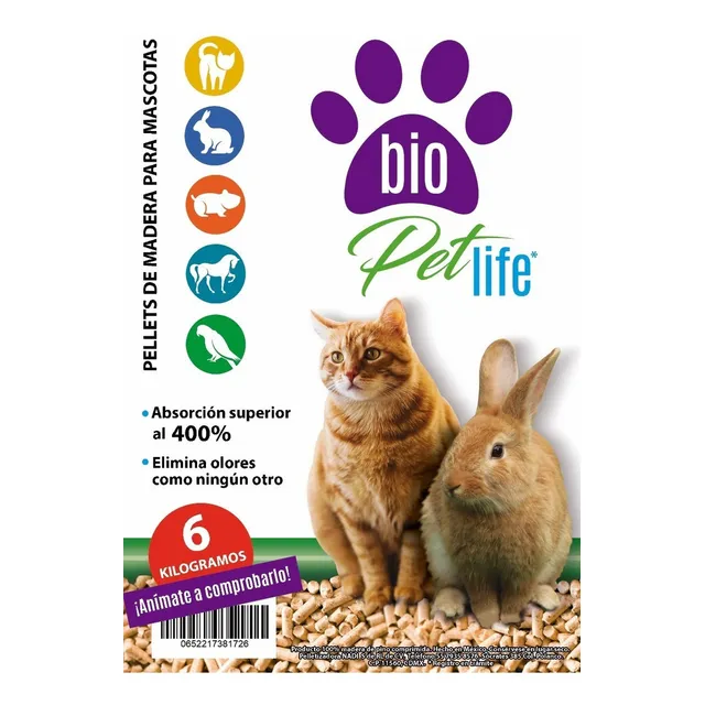 Arena Para Gato Pellet De Madera Para Mascotas 6kg400% Mejor