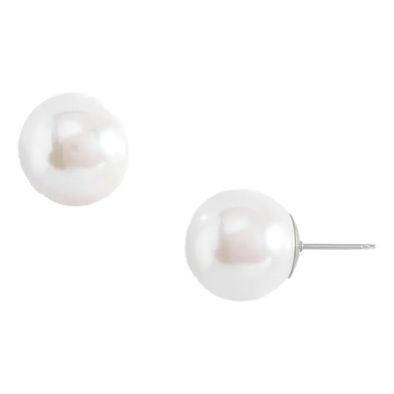 124424 Aretes Broquel Perla Poste , Platino