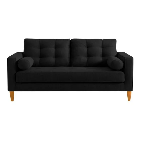 Dadaa Muebles Premium Capitone de 2 cuerpos tela chenille color negro