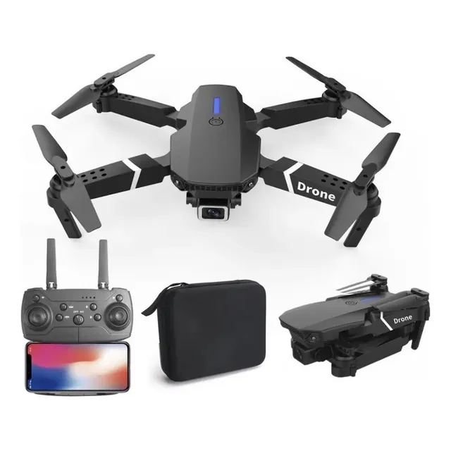 Bolsa para dron E88, batería incluida, wifi, imágenes aéreas negras